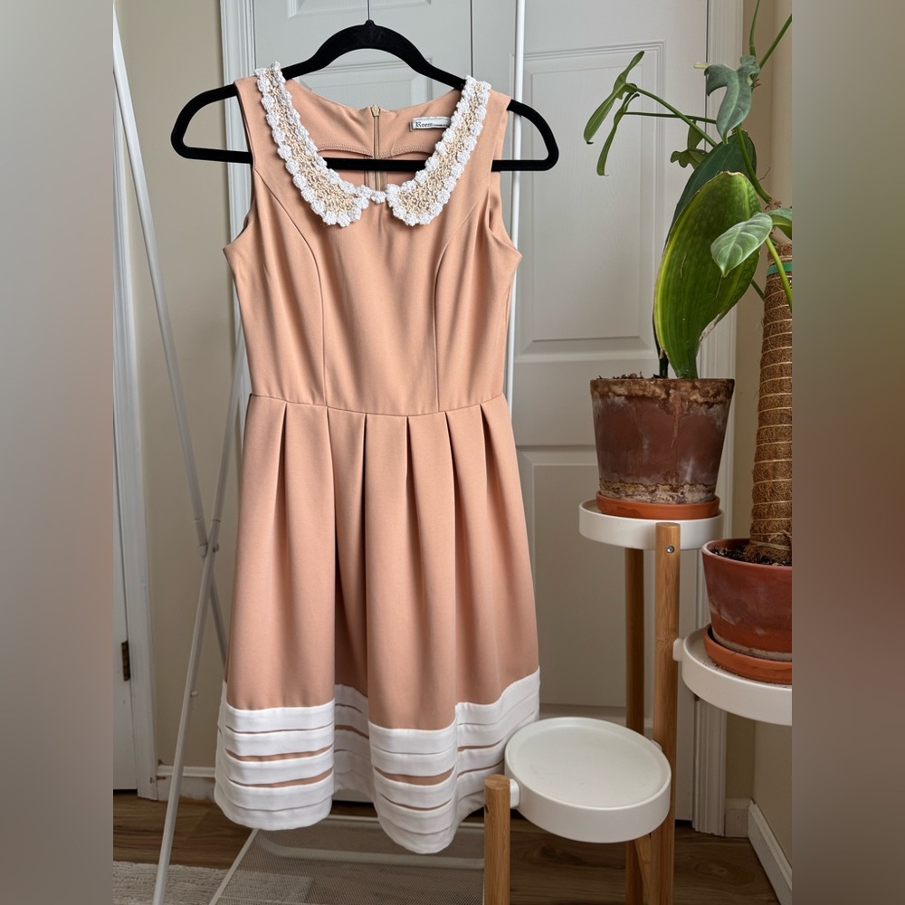 Pink Sleeveless A-Line Dress with Peter Pan Collar